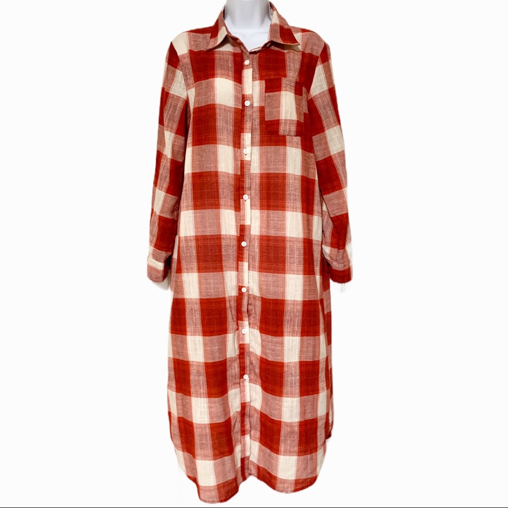 Long Sleeve Button Down Plaid Dress